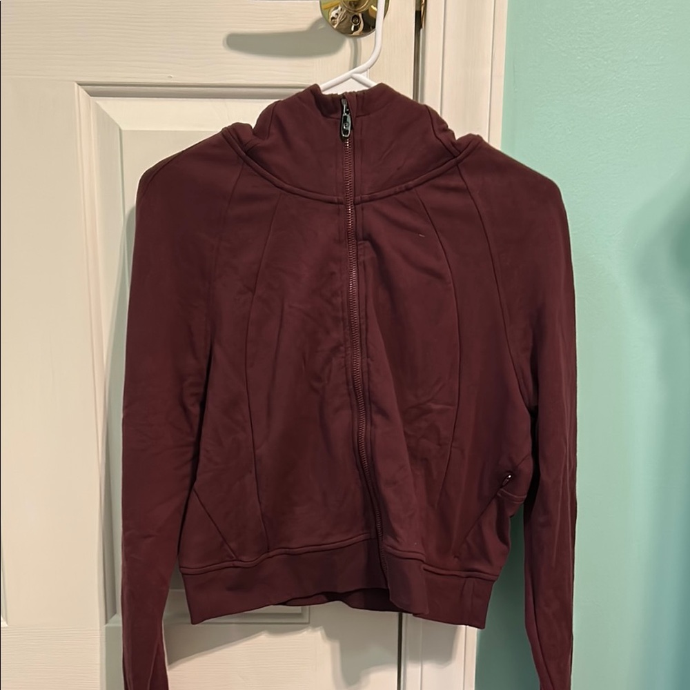 CRZ YOGA Brown Bomber Jacket Plush Fleece Zip-Up
